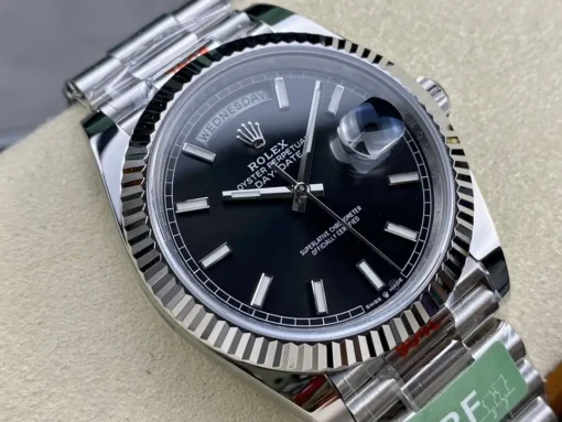 Fake Rolex Day-Date m228238 Bright Black Dial Platinum