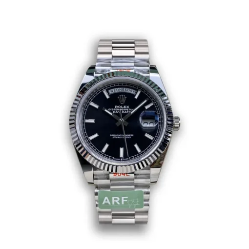 Replica Rolex Day-Date m228238 Bright Black Dial Platinum