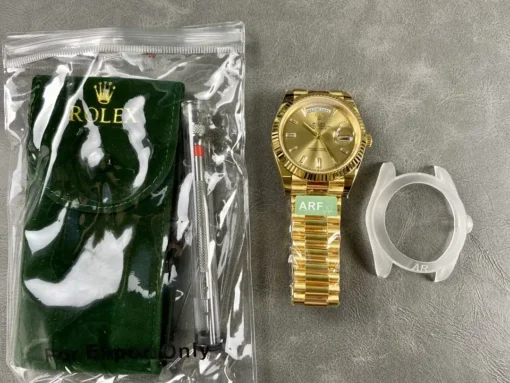 Fake Rolex Day-Date m228238 Champagne Dial Fluted Bezel