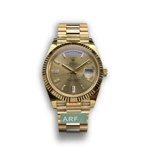 Replica Rolex Day-Date m228238 Champagne Dial Fluted Bezel