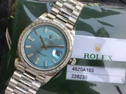 Rolex Super Clone Day-Date m228238 Ice Blue Dial Stainless Steel