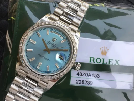 Rolex Super Clone Day-Date m228238 Ice Blue Dial Stainless Steel