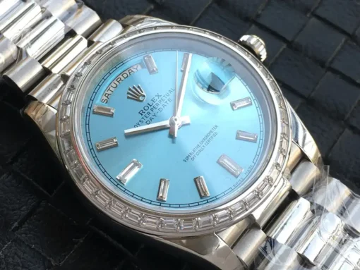 Super Clone Rolex Day-Date m228238 Ice Blue Dial Stainless Steel