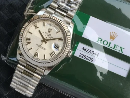 Rolex Super Clone Day-Date m228238 Quadrant Texture White Dial
