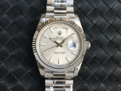 Fake Rolex Day-Date m228238 Silver Dial Fluted Bezel