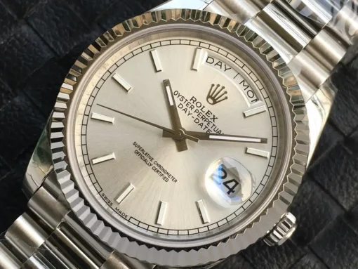Super Clone Rolex Day-Date m228238 Silver Dial Fluted Bezel