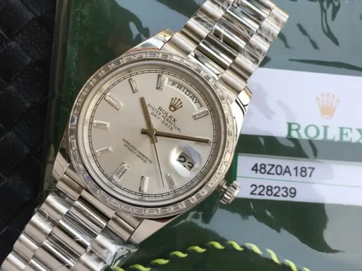 Rolex Super Clone Day-Date m228238 Silver Dial Stainless Steel