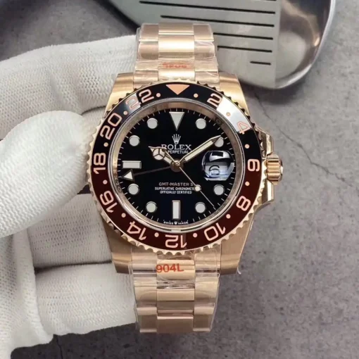 Rolex Super Clone GMT-Master II 40mm Black Dial 126710BLRO-0001 Rose Gold