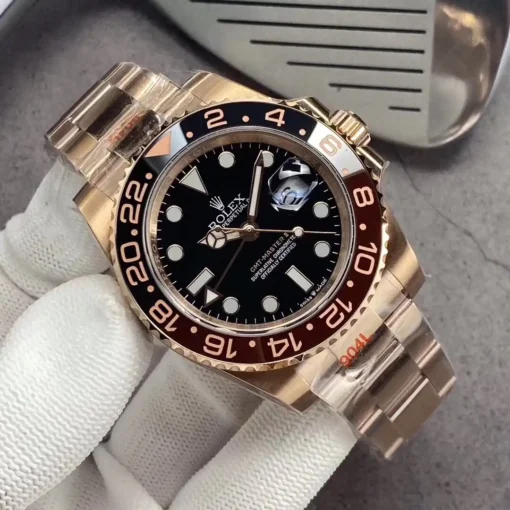Fake Rolex GMT-Master II 40mm Black Dial 126710BLRO-0001 Rose Gold