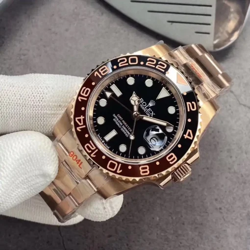 Rolex Replica GMT-Master II 40mm Black Dial 126710BLRO-0001 Rose Gold