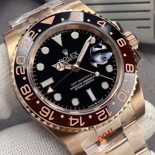Super Clone Rolex GMT-Master II 40mm Black Dial 126710BLRO-0001 Rose Gold