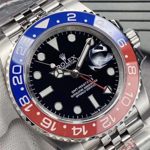 Super Clone Rolex GMT-Master II 40mm Dial Black 126710BLRO Jubilee “Pepsi”