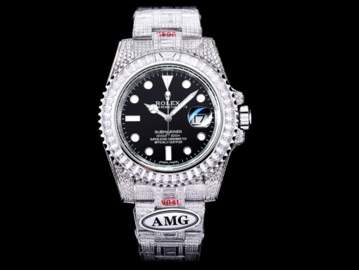 Rolex Clone Watches Submariner Iced Out 116610LN-2 41mm Black Dial