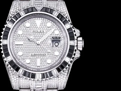 Fake Rolex Submariner Iced Out 116610LN 40mm Black Bezel