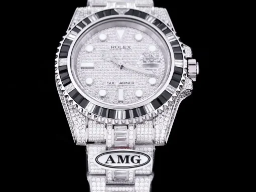 Super Clone Rolex Submariner Iced Out 116610LN 40mm Black Bezel