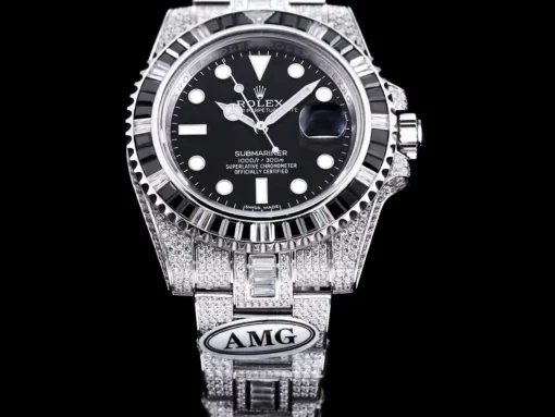 Fake Rolex Submariner Iced Out 116610LN 40mm Black Dial