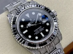 Fake Rolex Submariner Iced Out 116610LN 40mm Black Diamond Bezel