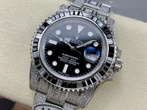 Rolex Replica Submariner Iced Out 116610LN 40mm Black Diamond Bezel