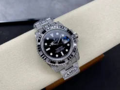 Super Clone Rolex Submariner Iced Out 116610LN 40mm Black Diamond Bezel