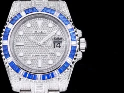 Fake Rolex Submariner Iced Out 116610LN 40mm Blue Bezel