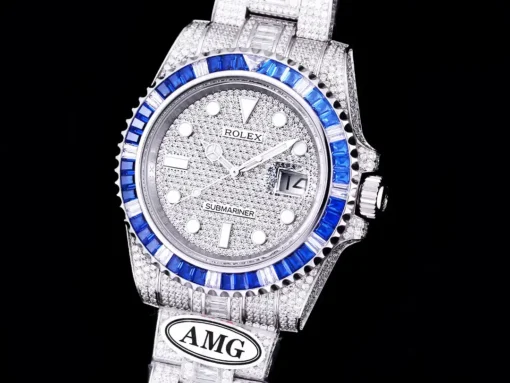 Rolex Replica Submariner Iced Out 116610LN 40mm Blue Bezel