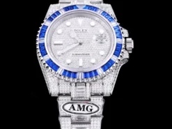 Super Clone Rolex Submariner Iced Out 116610LN 40mm Blue Bezel