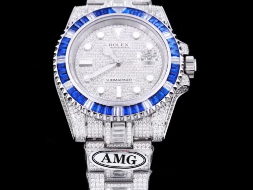 Super Clone Rolex Submariner Iced Out 116610LN 40mm Blue Bezel