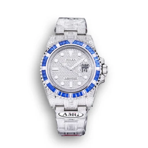 Replica Rolex Submariner Iced Out 116610LN 40mm Blue Bezel