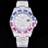 Rolex Super Clone Submariner Iced Out 116610LN 40mm Blue-Pink Bezel