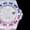 Fake Rolex Submariner Iced Out 116610LN 40mm Blue-Pink Bezel