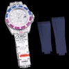 Best Fake Rolex Submariner Iced Out 116610LN 40mm Blue-Pink Bezel