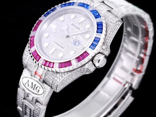 Best Replica Rolex Submariner Iced Out 116610LN 40mm Blue-Pink Bezel