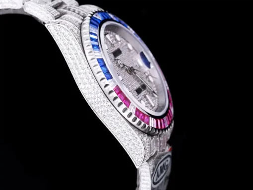 Best Rolex Replica Submariner Iced Out 116610LN 40mm Blue-Pink Bezel