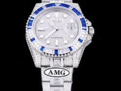 Fake Rolex Submariner Iced Out 116610LN 40mm Blue-White Bezel