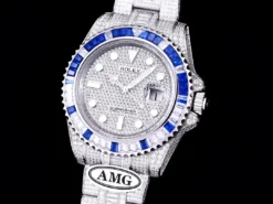 Super Clone Rolex Submariner Iced Out 116610LN 40mm Blue-White Bezel