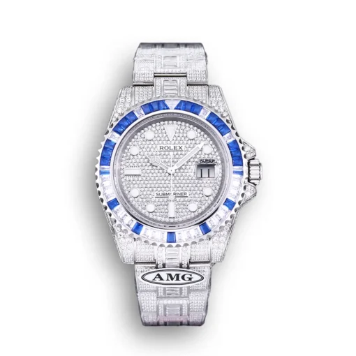 Replica Rolex Submariner Iced Out 116610LN 40mm Blue-White Bezel