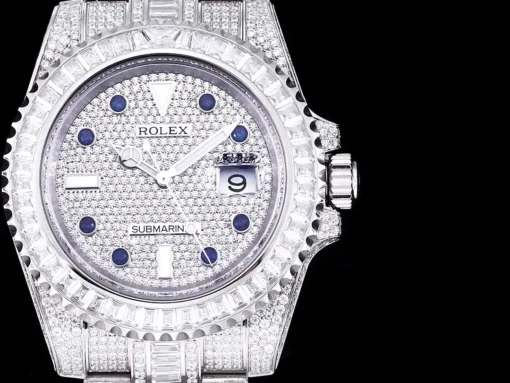 Fake Rolex Submariner Iced Out 116610LN 40mm Diamond Blue Markers