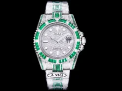 Rolex Super Clone Submariner Iced Out 116610LN 40mm Green-White Bezel