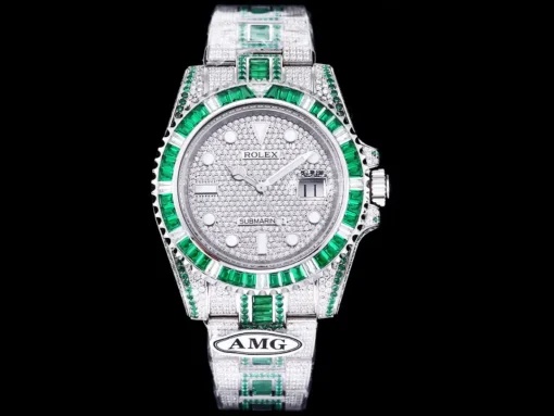 Rolex Super Clone Submariner Iced Out 116610LN 40mm Green-White Bezel