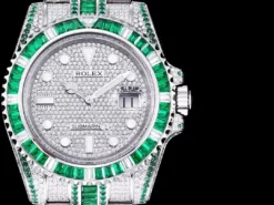 Fake Rolex Submariner Iced Out 116610LN 40mm Green-White Bezel