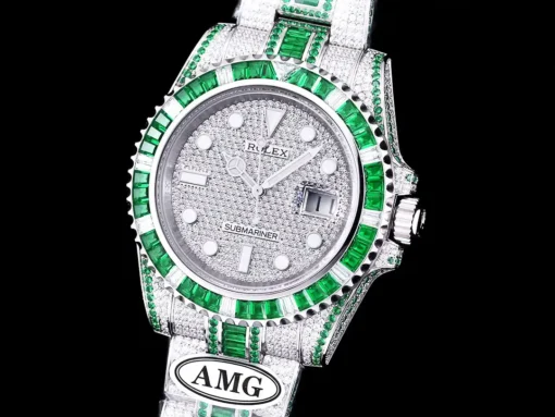 Super Clone Rolex Submariner Iced Out 116610LN 40mm Green-White Bezel