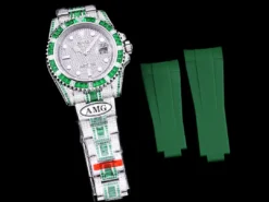 Best Fake Rolex Submariner Iced Out 116610LN 40mm Green-White Bezel