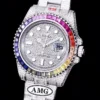 Super Clone Rolex Submariner Iced Out 116610LN 40mm Rainbow Bezel