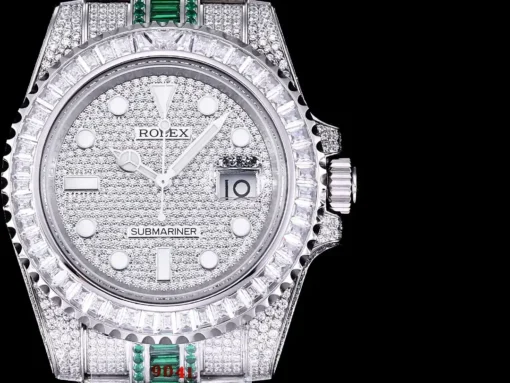 Fake Rolex Submariner Iced Out 116610LN 40mm White Bezel