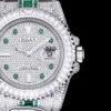 Fake Rolex Submariner Iced Out 116610LN 40mm White Bezel Green Markers