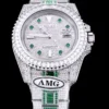 Rolex Replica Submariner Iced Out 116610LN 40mm White Bezel Green Markers