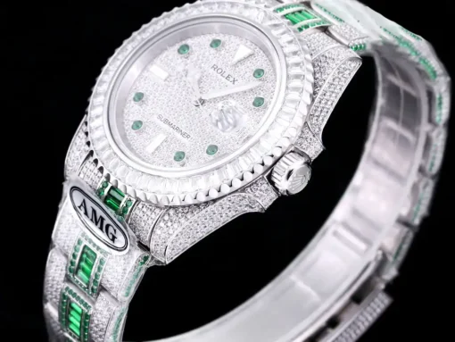 Best Replica Rolex Submariner Iced Out 116610LN 40mm White Bezel Green Markers