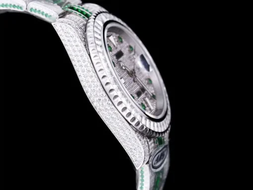 Best Rolex Replica Submariner Iced Out 116610LN 40mm White Bezel Green Markers