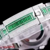 Rolex Clone Submariner Iced Out 116610LN 40mm White Bezel Green Markers