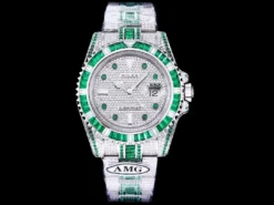 Rolex Super Clone Submariner Iced Out 116610LN Green-White Bezel